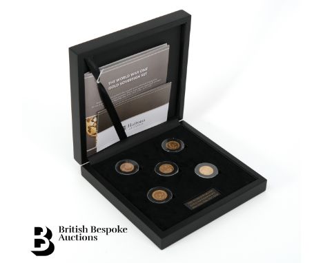 The World War One Five Year Date Gold Sovereign Set, 1914, 1915, 1916 and 1917 in fitted presentation case with certificate, 