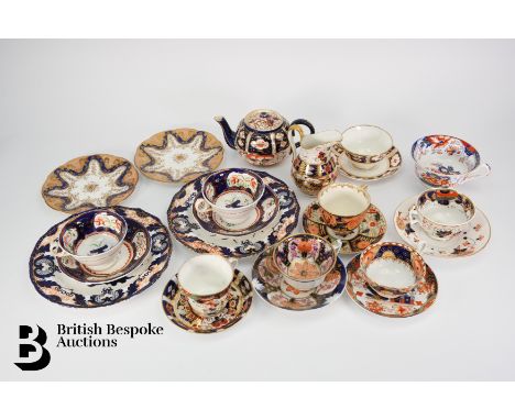 Collection of 19th century tea ware, including Royal Crown Derby tea cup and saucer, Copeland Imari tea cup and saucer, Worce