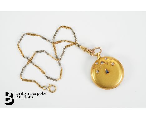18ct Art Deco yellow gold French Remontoir full hunter pocket watch. The 30mm case numbered 212036 is heightened with diamond