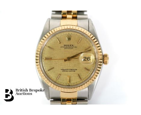 Gentleman's Rolex 2012 18ct yellow gold and stainless steel Oyster Perpetual Datejust wrist watch, model 1601, serial nr 3170