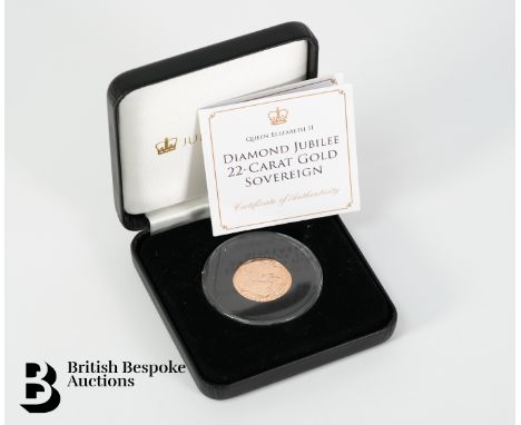 Queen Elizabeth II Diamond Jubilee 22ct gold full sovereign, approx. 7.98gms, as issued by Jubilee Mint in original box with 