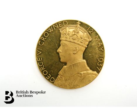 Royal Mint Great Britain George VI (1937-1952) official gold Coronation medallion, by Percy Metcalfe, obverse - crowned bust 