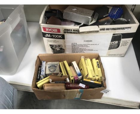 2 boxes of camera accessories, filters etc.