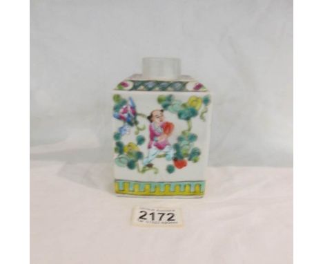 A Chinese porcelain tea caddy, a/f.