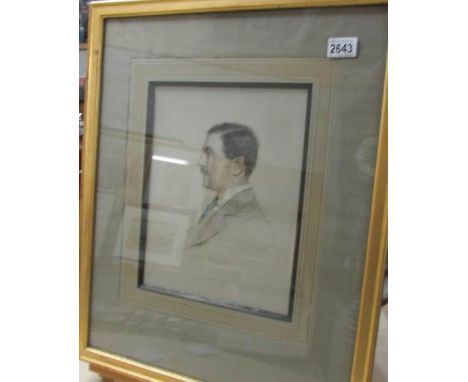 A large framed and glazed watercolour portrait of a gentleman by the water colourist and children's book illustrator Gertrude