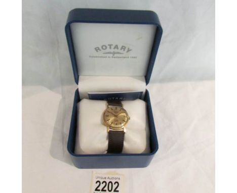 A 9ct gold Rotary wrist watch in case.