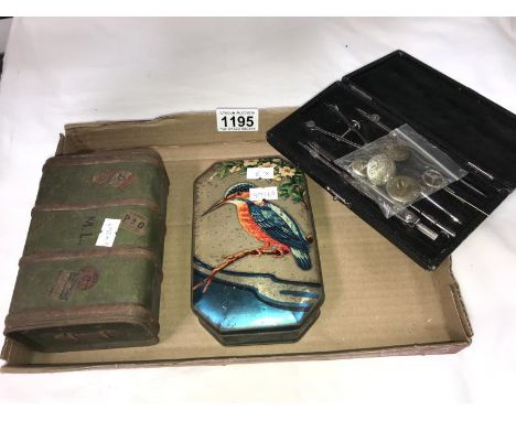 2 old tins &amp; a geometry set