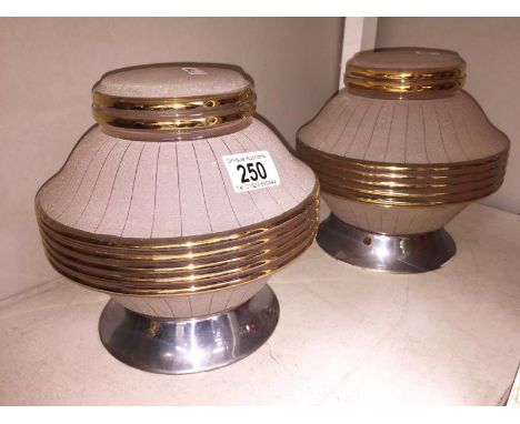 A pair of 1950's ceiling light fitments