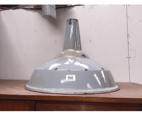 An industrial enamel light shade