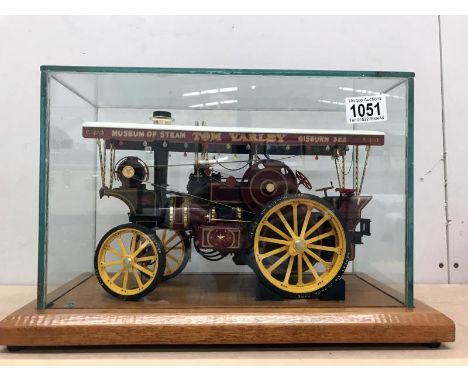 A steam engine in display case