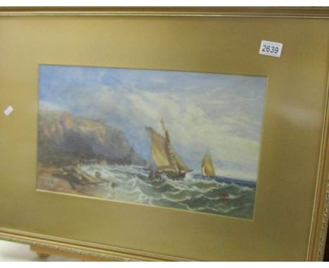 A framed and glazed watercolour seascape initialed T.B.A.