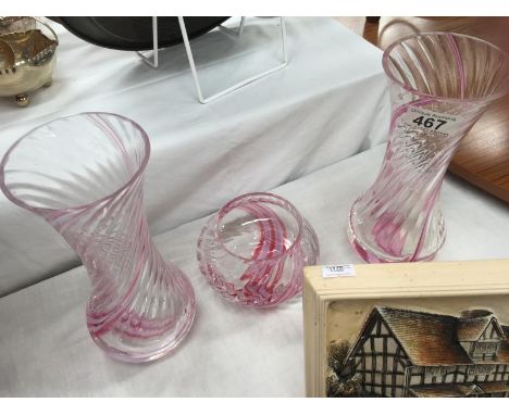 3 Caithness glass vases,.