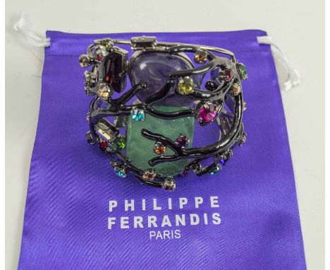 PHILLIPPE FERRANDIS 'Tokyo', gem set and enamel bangle, signed.