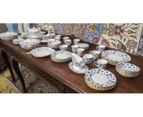 DINNER SERVICE, spode English fine bone China 'Blue Colonnel', twelve place, six piece. (82 pieces)