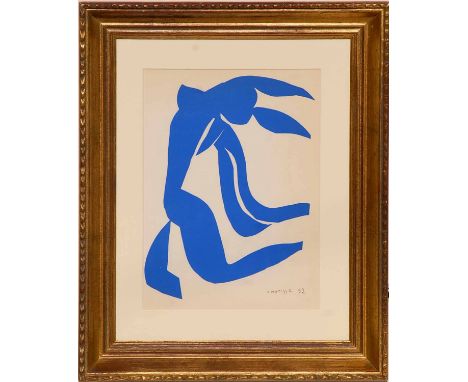 HENRI MATISSE 'Nu Bleu XI', 1954 edition, original lithograph, printed by Mourlot, after Matisse's cut outs, 36cm x 26cm, fra
