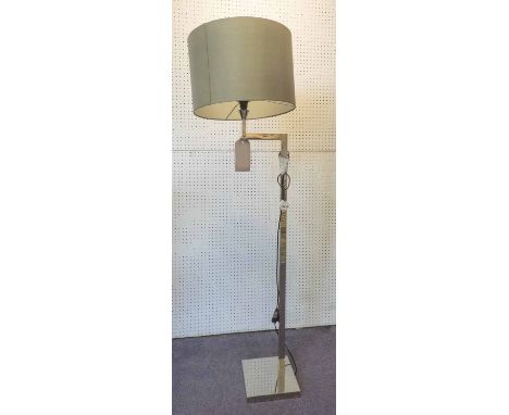 PORTA ROMANA FLOOR READING LAMP, polished metal with adjustable arm, 138cm H including shade.
