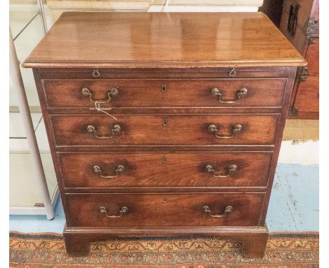CHEST, George III mahogany, circa 1760, with a brushing slide over four drawers with original handles on bracket supports, 80