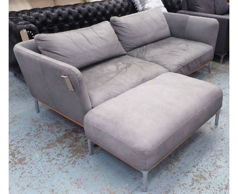 ROLF BENZ SOFA AND OTTOMAN, leather finish, 70cm H. (2)