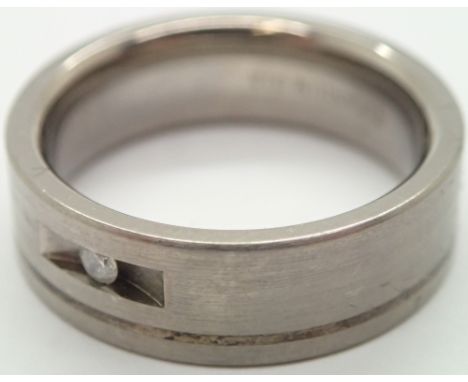 Titanium gents ring set with a diamond
