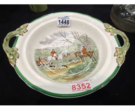 Copeland Spode Herring hunting scene twin handled bowl