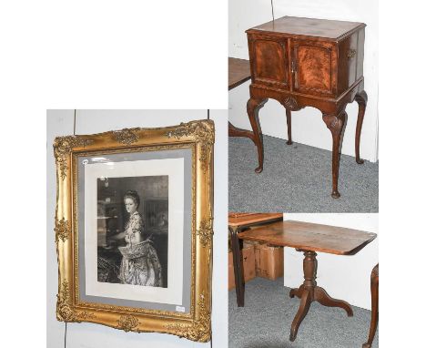 A Queen Anne Style Mahogany Canteen Side Cabinet, with brass carrying handles, carved shell motifs and cabriole supports, (in