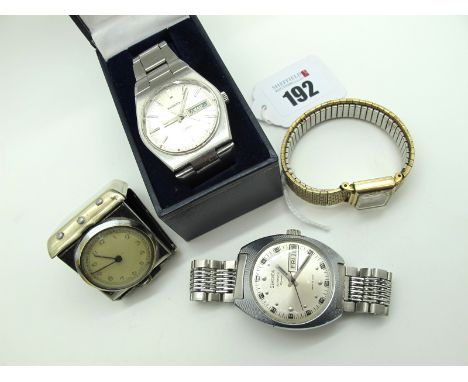 Vintage Ladies Wristwatch, (gold filled case); Ingersoll and Sekonda automatic gent's watches, vintage travel clock. 