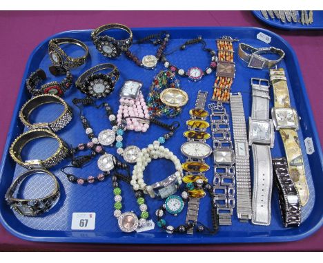 A Collection of Assorted Modern Ladies Wristwatches, including Strada, Figaro, muti set bangle and beaded watches etc :- One 