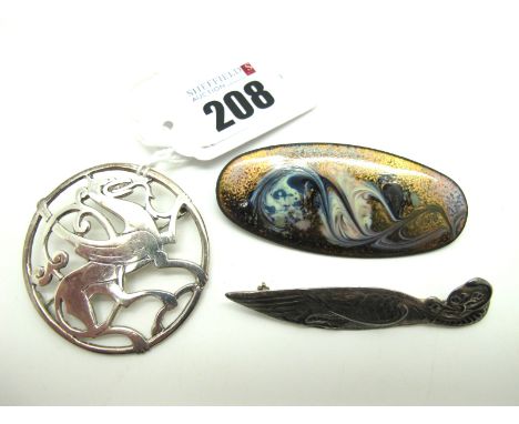 Iain MacCormick IONA Brooch, of stylised bird design, stamped "IONA SCOTLAND STERLING IMC"; together with a hallmarked silver