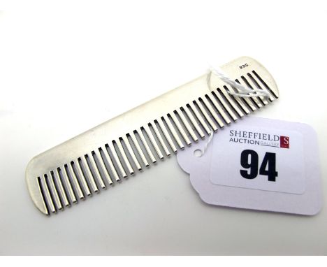 A Modern Small Comb, initialled "MJB", stamped "925", 9.5cm long. 