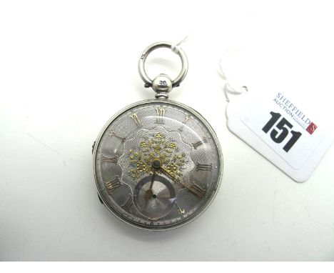 A Hallmarked Silver Openface Pocketwatch, the highly decorative  unsigned dial with Roman numerals, and seconds subsidiary di