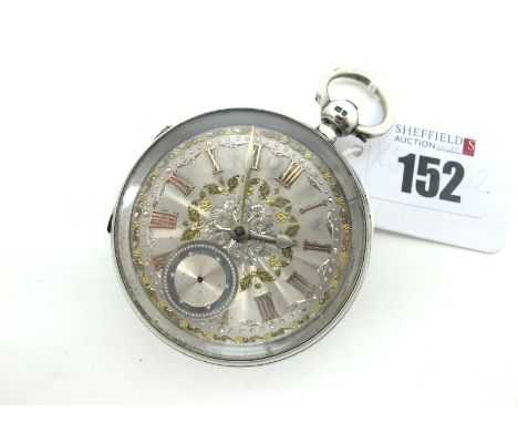 A Chester Hallmarked Silver Openface Pocketwatch, the highly decorative unsigned dial with Roman numerals and seconds subsidi