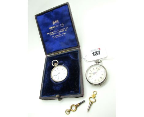 Camerer Kuss &amp; Co London; An Openface Fob Watch, the signed dial with black Roman numerals within engine turned case with