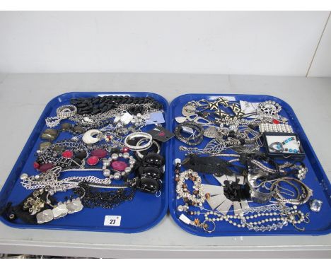 A Collection of Modern Costume Jewellery, including diamante, imitation pearl, Pandora style bracelet and charms, large ornat
