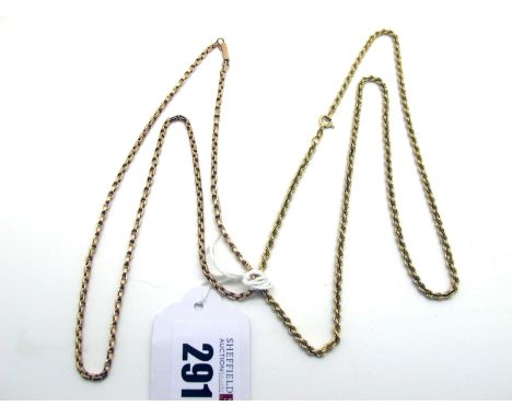 A 9ct Gold Ropetwist Chain, together with a rose coloured chain stamped "9c" (total weight 16grams). (2) 