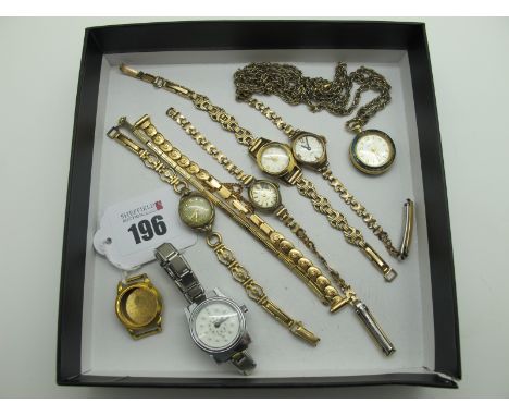 Assorted Vintage Ladies Wristwatches, including Ingersoll pendant watch, braille watch, watch bracelets etc. 