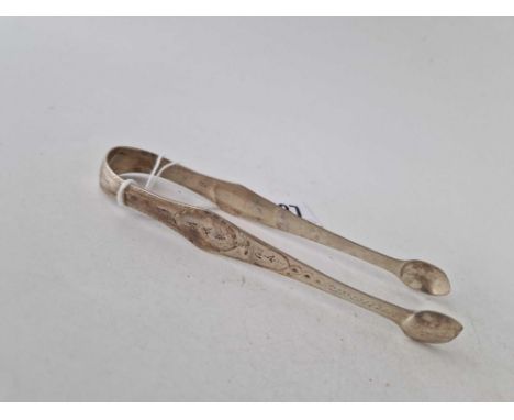 A pair of George III bright cut Exeter sugar tongs, by R Ferris, 28 g