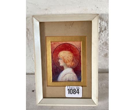 LUCIE HARLAND - Half length miniature Portrait, 3" x 2 1/4", signed