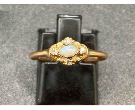 Charming antique Opal and Diamond dress 14 carat gold Size N