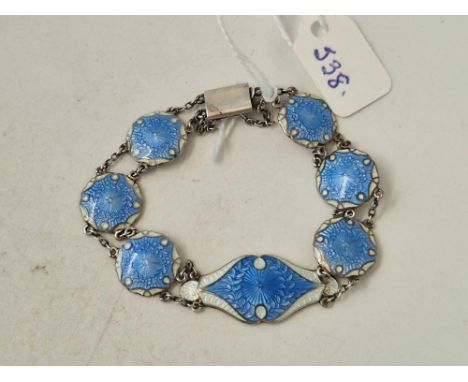 A attractive silver blue and white enamel bracelet 1910 5 inch