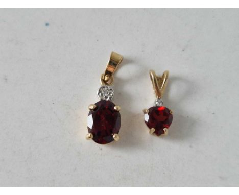 Two pendant with ruby and diamond 9ct 1.3 gms