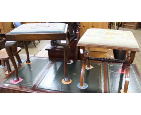 Two 19th Century mahogany tapestry seat stools