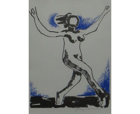 JOSEF HERMAN limited edition (99) lithograph - entitled 'An Exuberant Dancing Girl', signed in pencil, 30 x 20cms