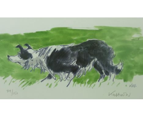 After SIR KYFFIN WILLIAMS RA coloured limited edition (89/150) print - 'Mott the Sheepdog', signed in full, 39 x 59 cms