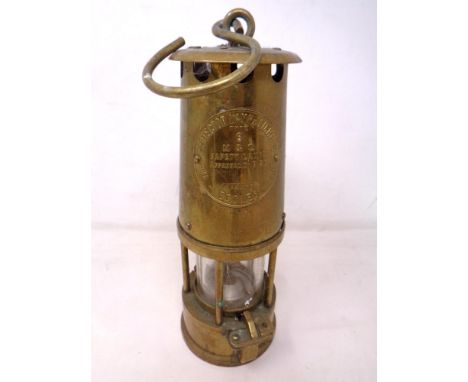 An brass Eccles Protector miners lamp type 6.