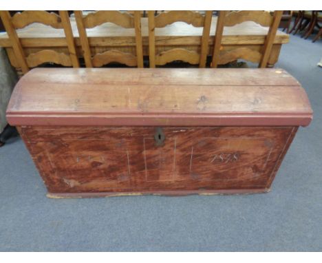 A continental painted pine dome top trunk