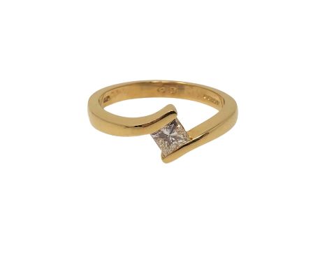 An 18ct gold princess cut solitaire diamond ring, size M CONDITION REPORT: 3.8g