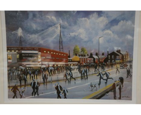 Bernard McMullen limited edition print 199/500 Bolton Wanderers football club Burnden park, signed in pencil with blind stamp