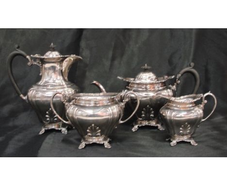 A four-piece Edwardian tea service by Martin & Hall, Sheffield: 68 oz approx