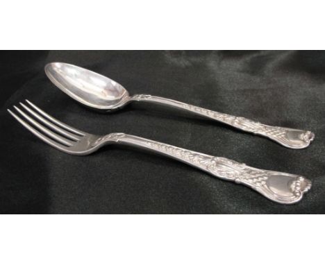 A George IV silver 'Coburg' pattern table/soup spoon and fork by Eley & Fearn: London 1823 (this pattern was made famous by o