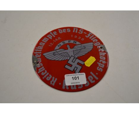 A German WW2 style enamel plaque 